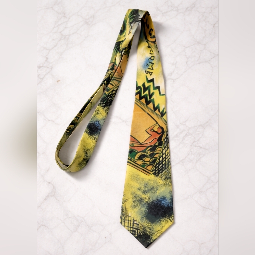 Vintage Attitudes Artsy Retro Art Print Tie Abstract Woman Graphic Necktie